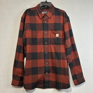Carhartt Relaxed Fit Flannel Shirt Mens Large Red Black Plaid Long Sleeve